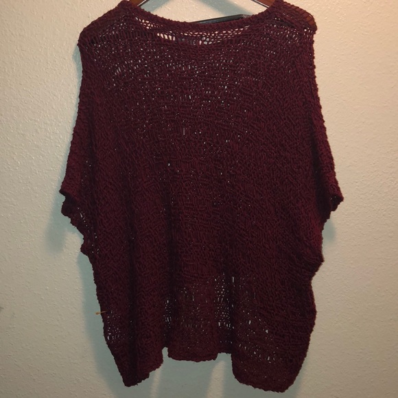 🌟Donated. Maroon knitted poncho - Picture 5 of 6